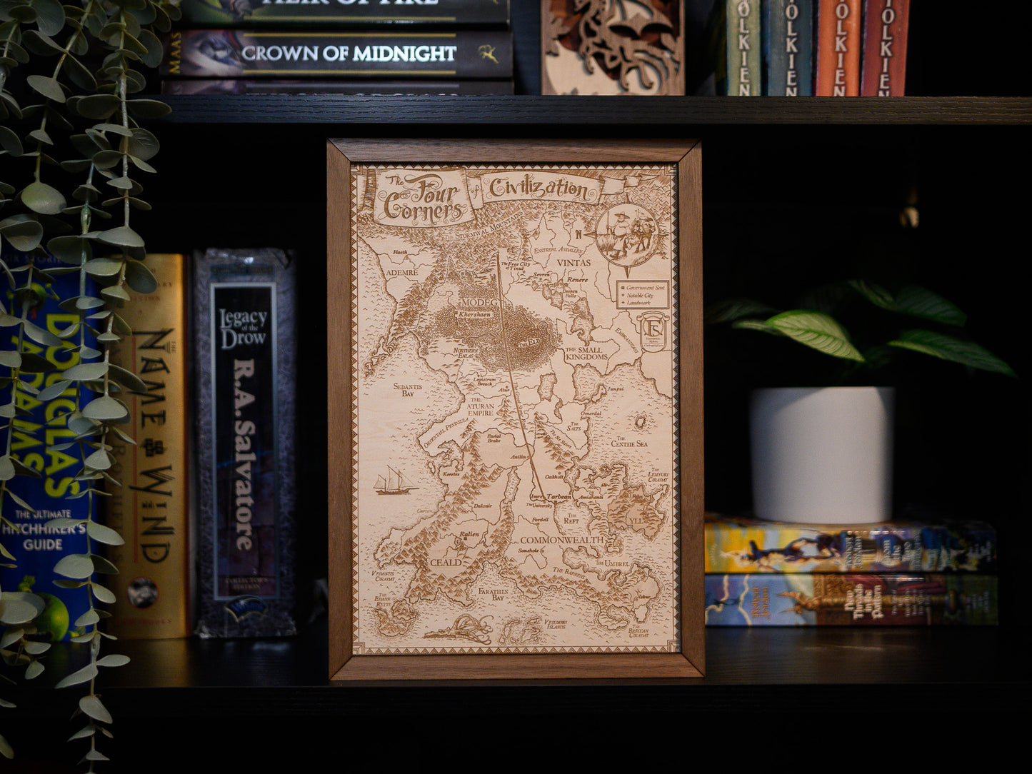 Name of the Wind: Kingkiller Chronicle Wood Engraved Display Map