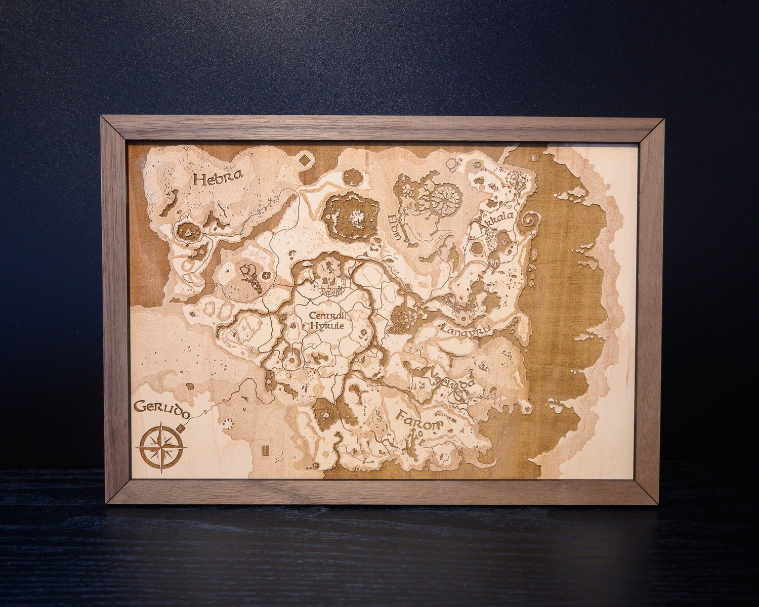 Breath of the Wild Map, Zelda Wood Engraved Display Map Art