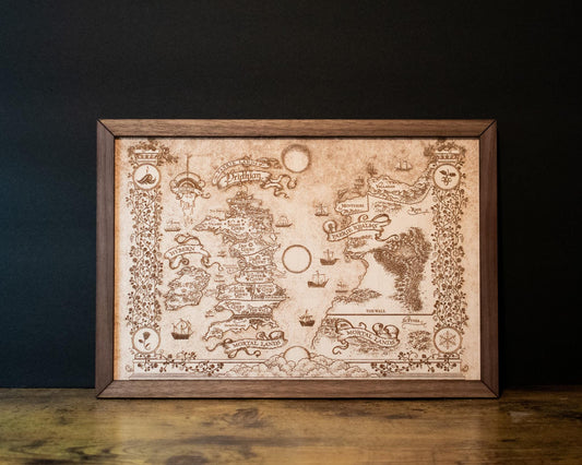 A Court of Thorns and Roses: Prythian Wood Engraved Display Map